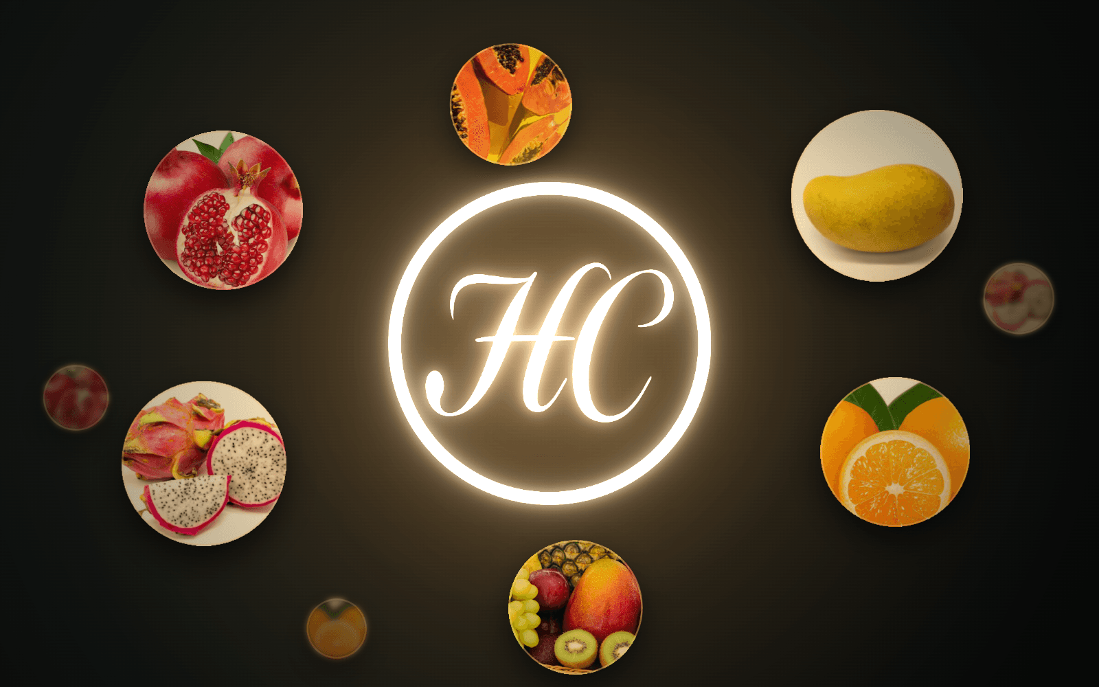 Illuminated HC mark surrounded by fruit